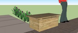 Návrh: Nové dřevěné bedny na posyp z dubového dřeva se sedákem
